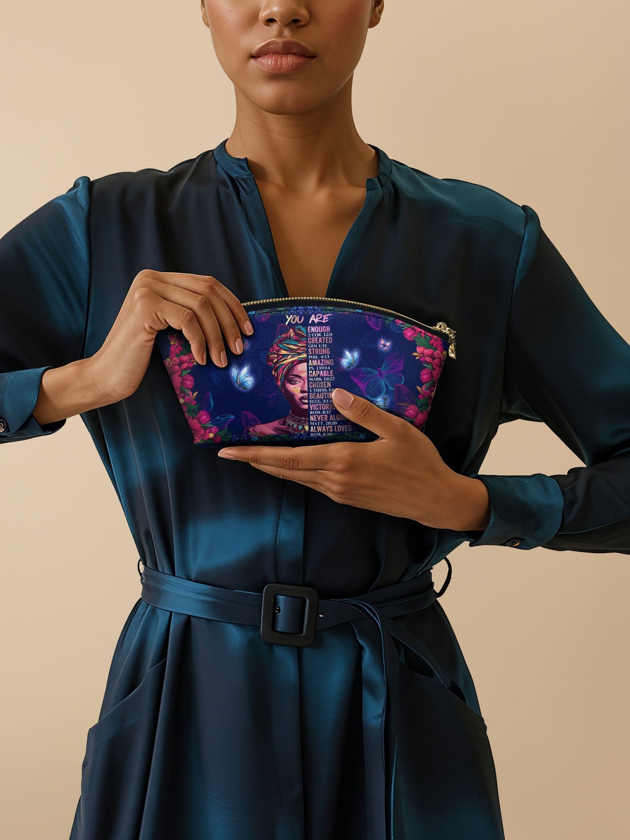 AFROYLA “IMANI” BLUE ORCHID ECLIPSE MAKEUP BAG